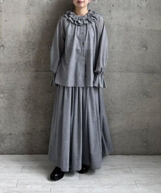 #Newans 【LEE掲載アイテム】【前後着用可能】ビッグカラー２WAYブラウス グレー