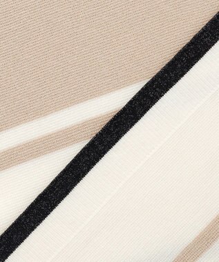 J.PRESS LADIES Cotton Acetate ブロッキング ボーダー ニット ベージュ×ネイビー系