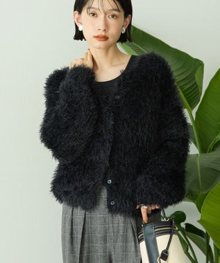 AMERICAN HOLIC シャギーニットクルーネックカーディガン Black