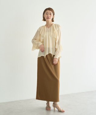 YECCA VECCA シャイニーロングスカート Mocha