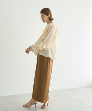 YECCA VECCA シャイニーロングスカート Mocha