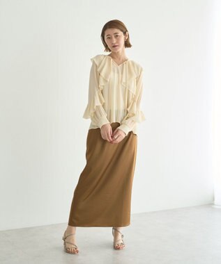 YECCA VECCA シャイニーロングスカート Mocha