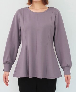 Tiaclasse 【洗える】袖パールポンチフレアトップス ラベンダー