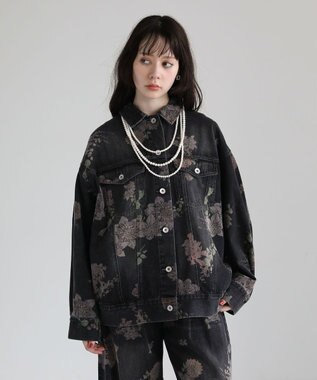 Green Parks ・SUGAR SPOON フラワーptオーバーGジャン Black