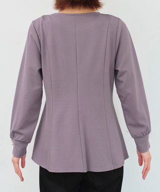 Tiaclasse 【洗える】袖パールポンチフレアトップス ラベンダー