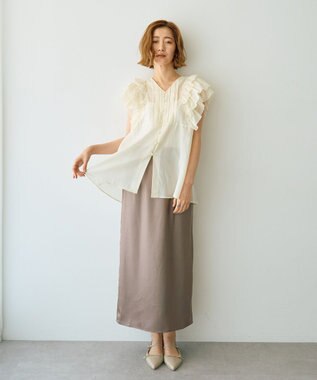 YECCA VECCA シャイニーロングスカート Mocha