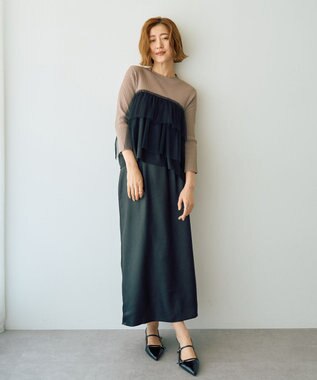 YECCA VECCA シャイニーロングスカート Mocha