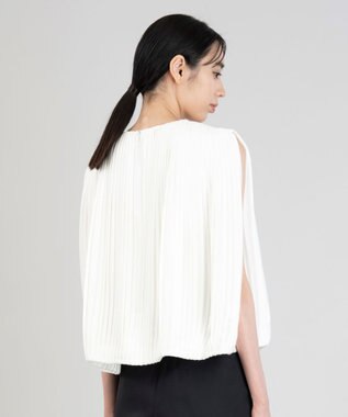23区 L 【エステータ】ドレープサテン プリーツブラウス ホワイト系