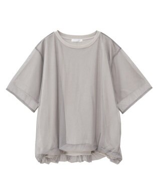 Green Parks チュールドッキングバルーン５分袖プルオーバー Off White