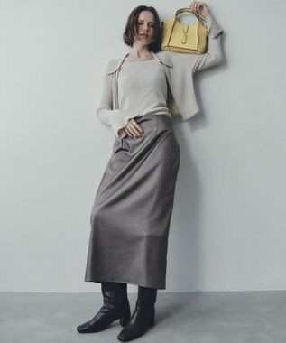 YECCA VECCA シャイニーロングスカート Mocha