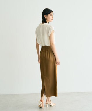 YECCA VECCA シャイニーロングスカート Mocha