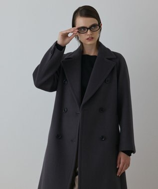 GRACE CONTINENTAL ショートビーバーロングコート チャコール