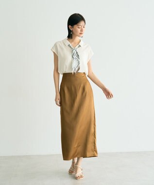 YECCA VECCA シャイニーロングスカート Mocha