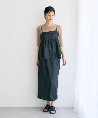 YECCA VECCA シャイニーロングスカート Mocha