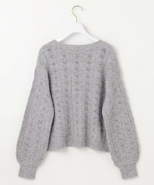 ANY SIS 【洗える】透かし編みスパンコール ニット ライトグレー