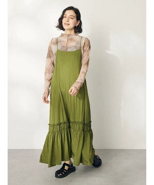 CRAFT STANDARD BOUTIQUE 切替ティアードキャミワンピース Khaki