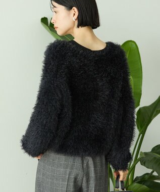 AMERICAN HOLIC シャギーニットクルーネックカーディガン Black