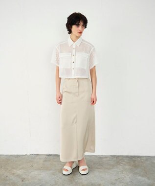 GRACE CONTINENTAL ラッセルメッシュシャツ ホワイト