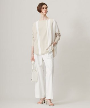 ICB 【UVカット・吸水速乾・洗える】シェルタリングドライサテン  ワイドストレートカーゴパンツ オフホワイト系