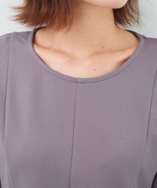 Tiaclasse 【洗える】袖パールポンチフレアトップス ラベンダー