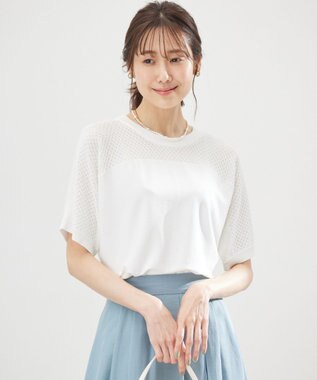 組曲 【WEB限定】メッシュ切り替えドルマン ニット アイボリー系