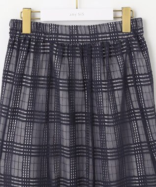 ANY SIS L レーシーチェック スカート ネイビー