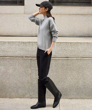 自由区 ウールカシミヤブレンドスパンコールハイネック ニット グレー