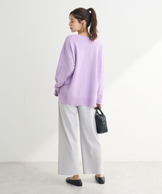 Green Parks アンチピリングライン入りニットプルオーバー Purple