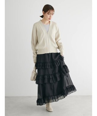 Green Parks Ｚｉｐ付きニットカーディガン Light Beige