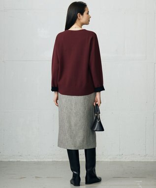 自由区 L 【カタログ掲載】レーヨンストレッチベーシックシルエット ニット ボルドー