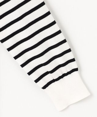 J.PRESS LADIES 【洗える】BASIC HT-COTTON クルーネック ボーダー カーディガン ブラック系1