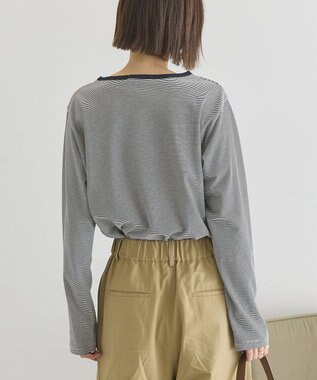 AMERICAN HOLIC シアーカラーボーダープルオーバー Dark Navy