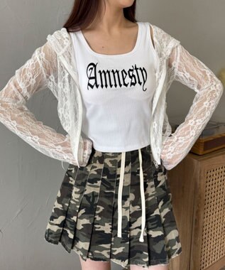 WEGO 【カップ付きインナー】グラフィックカップ付きリブタンク 柄3