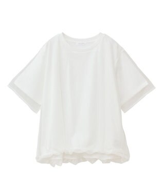 Green Parks チュールドッキングバルーン５分袖プルオーバー Off White