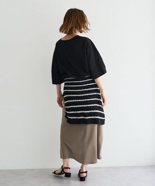 YECCA VECCA 【UVカット】ワイドスリーブ箔プリントTee Black