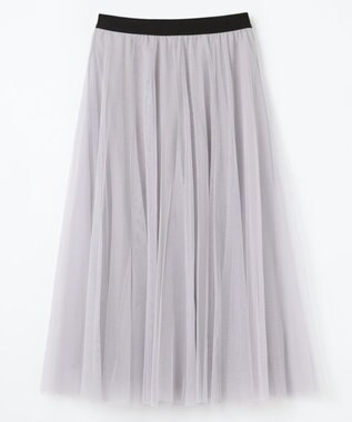 ANY 【ウエストゴム】チュールフレアースカート ライトグレー