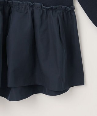 #Newans 【洗える】コンビネーションペプラムチュニックニット ネイビー