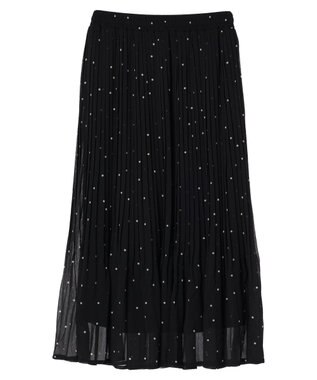 Green Parks シフォンプリーツスカート Dot Black
