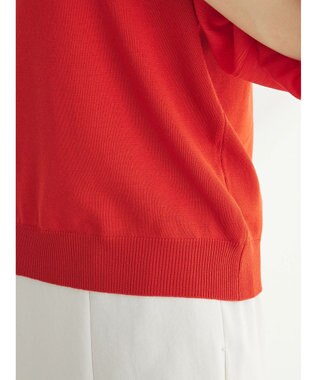 Green Parks 袖楊柳ドッキングニットプルオーバー Red