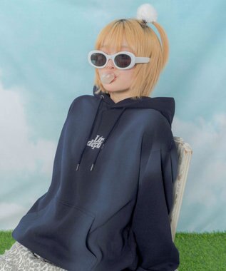 WEGO 【ユニセックス着用ITEM】ハートモチーフプルパーカー ネイビー