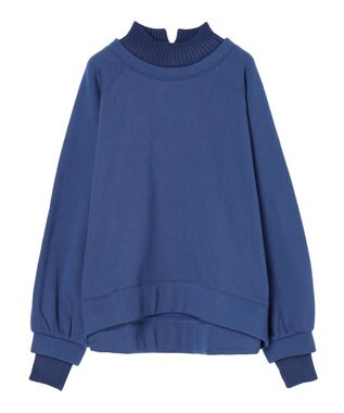 Green Parks 裏起毛ニットリブドッキングプルオーバー Blue