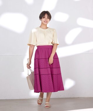 Tiaclasse L 【洗える】5分丈フレアスリーブブラウス アイボリー