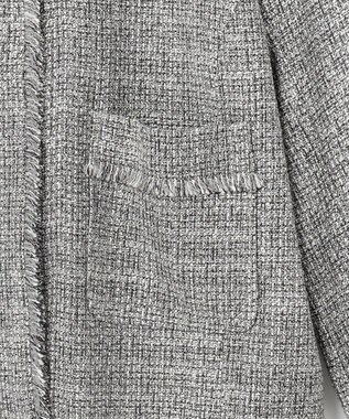 自由区 L 【17号サイズまで展開・カタログ掲載】ライトミックスツイード ジャケット グレー