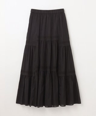 GRACE CONTINENTAL ギャザーレースロングスカート ブラック
