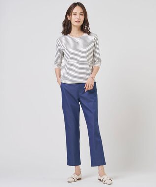 J.PRESS LADIES L 【WEB限定カラーあり】TCシャンブレーサテンST テーパード パンツ 【WEB限定】ブルーシャンブレー系