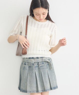 earth music&ecology 透かしニットプルオーバー Ivory