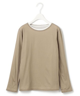 ICB L 【洗える】46Gハンドレッドジャージー プルオーバー トープ×オフホワイト系