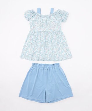 組曲 KIDS 【SS-Lサイズ】 ボタニカルフラワースイムウェア(セパレート) サックスブルー