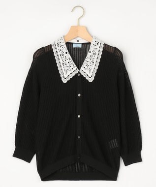 組曲 【先行予約・WEB限定】レーシーニット レース襟付き カーディガン