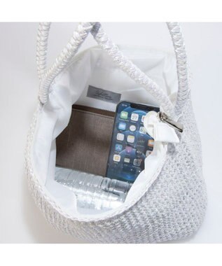 UNBILLION カシュカシュ cachecache / 2wayハンドルメタリックコード編みトートバッグ ホワイト